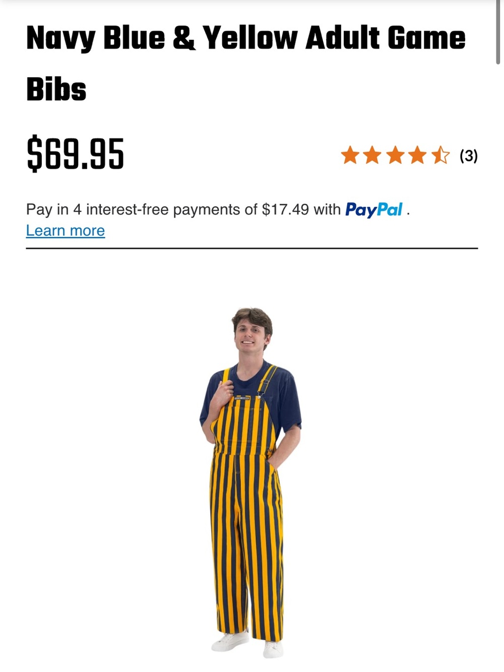 Game day bibs! Men's Navy Blue & Yellow Striped brand new